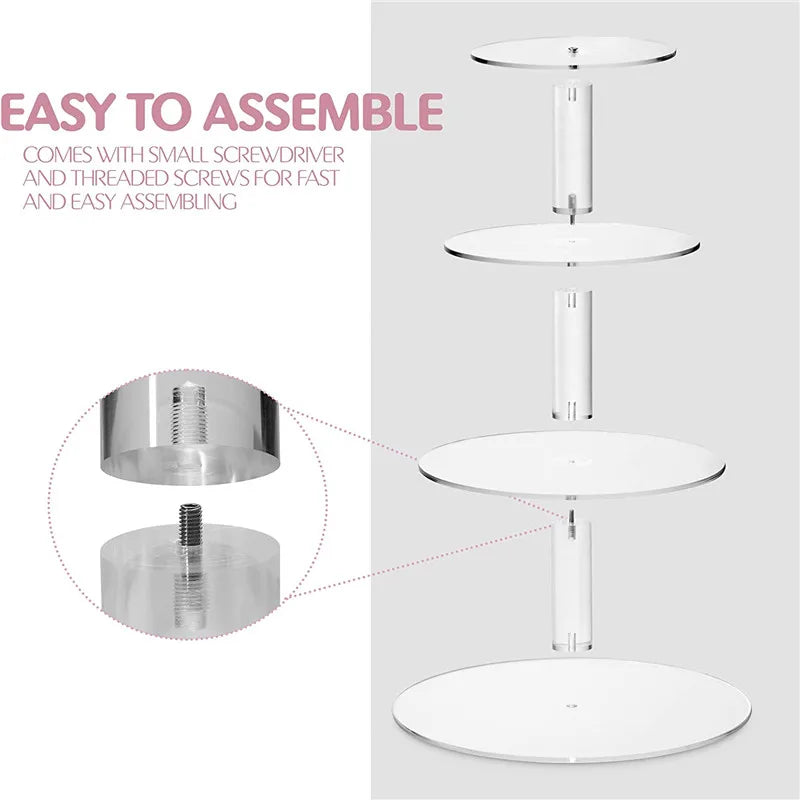 Acrylic Cake Round Wedding Stand Cupcake Dessert Tower Crystal Events Pastry Serving Platter Food Display For Birthday Xmas