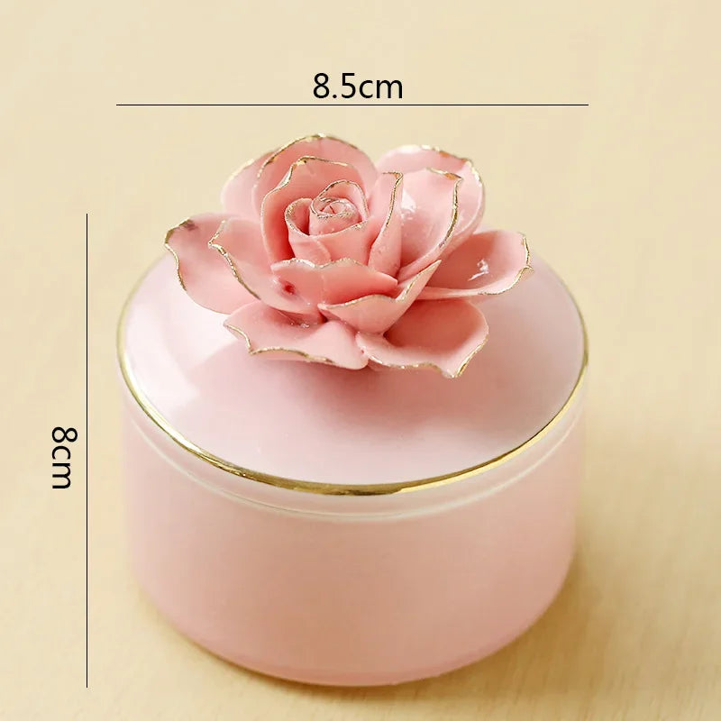 Hand Drawn Flower Ceramic Storage Jar Wedding Candy Box Jewelry Storage Box Storage Container Creative Gift Jar Home Decoration