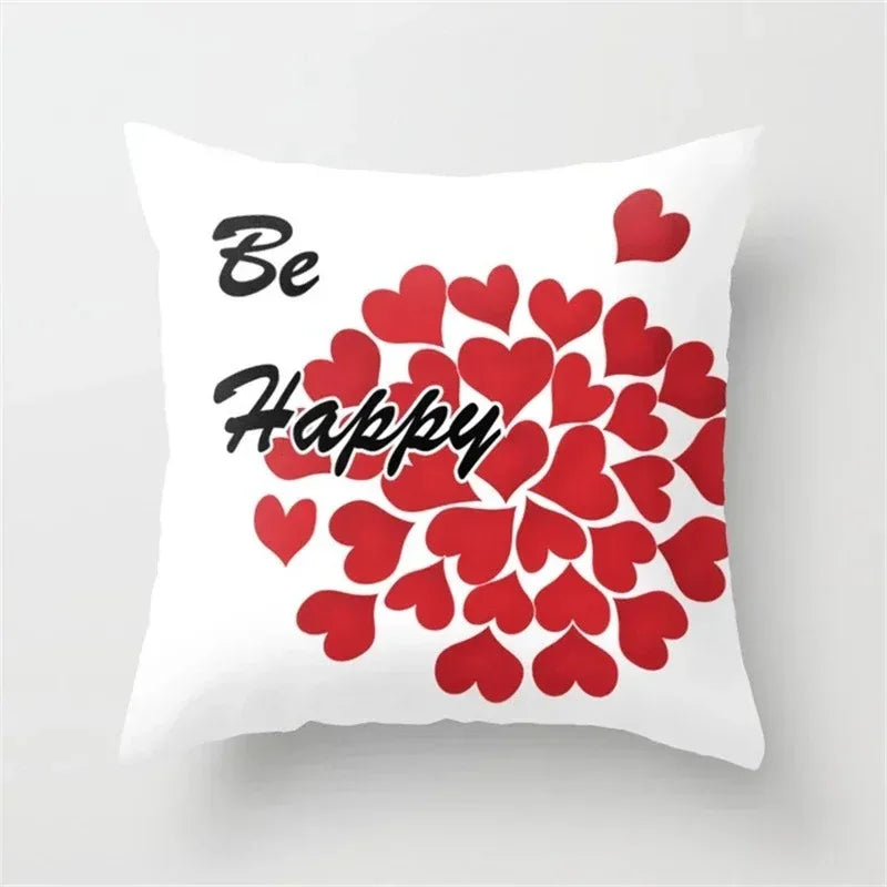 Cute Red Print Geometric Red Plaid Pink Lolita Pillow Cover Decorative Modern Nordic Throw Pillow Cover