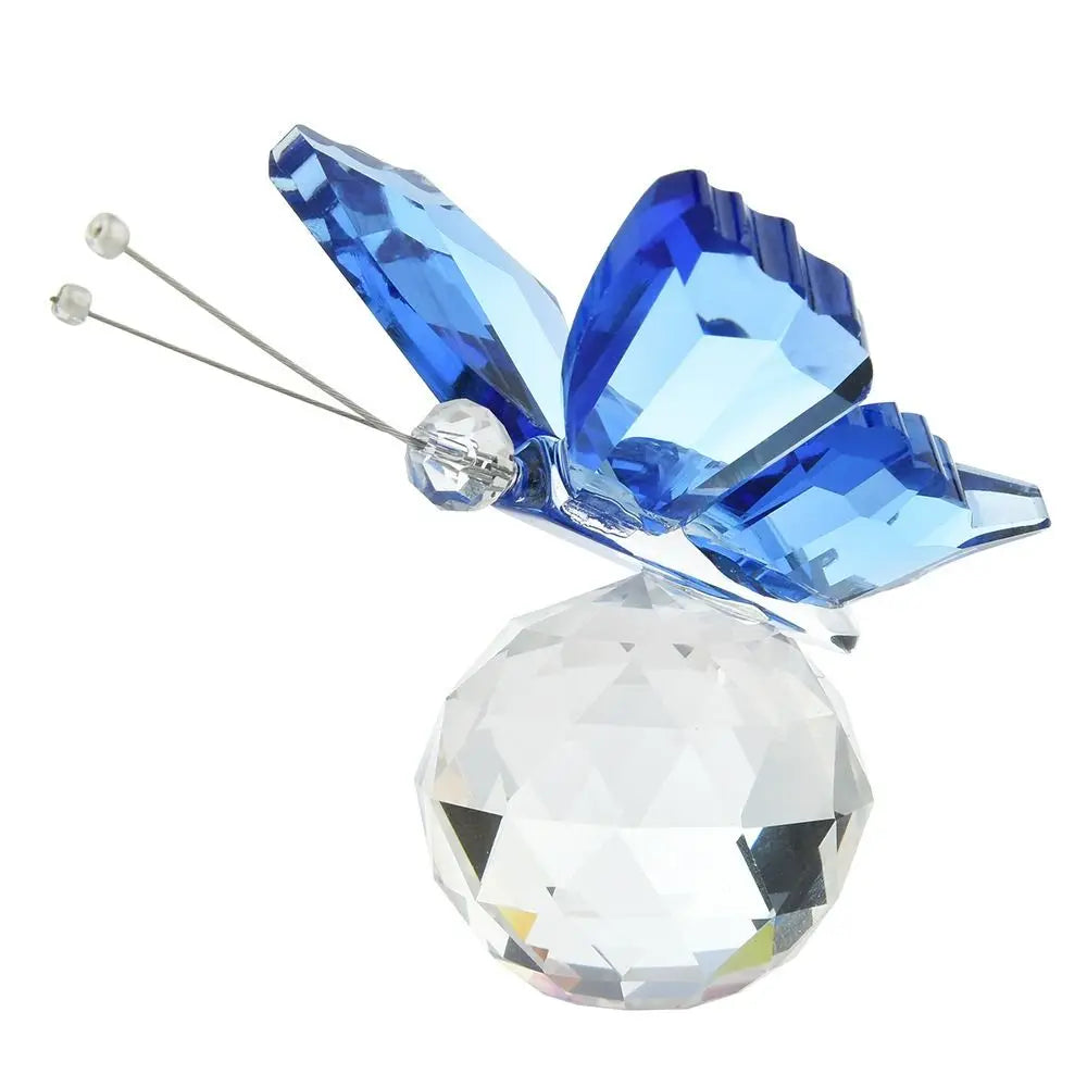 European Style White Crystal Crystal Butterfly Vivid Cute Miniature Figurines Handmade Glass Art Crystal Crafts Home Decoration