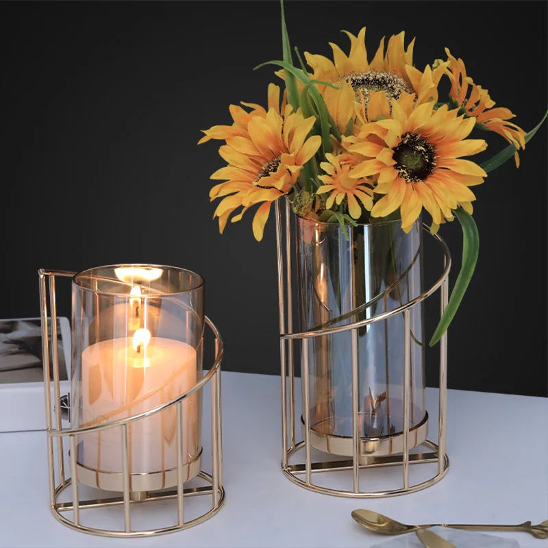 Elegant Gold Metal Candle Holders
