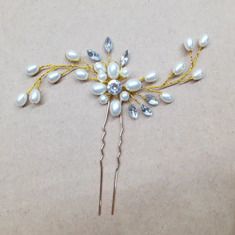 Wedding Crystal Pearl Hair Pins Wedding Hairpins Bridal Hair Accessories Bridesmaid Crystal U-shaped Hair Sticks Hair Jewelry