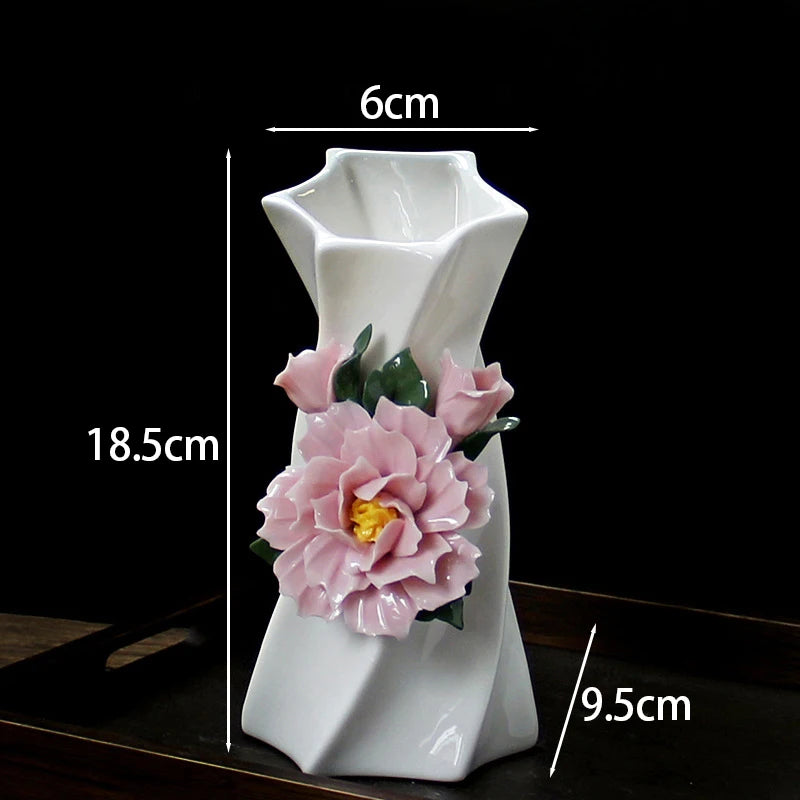 Hand-painted Vase Ornaments Ceramic Mini Flower Inserted Dry Flower Fragrance Bottle Home Desktop Decoration Crafts