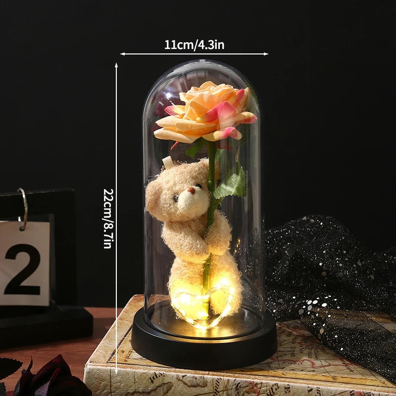 Eternal Rose Flowers Artificial Foil Flower in Glass Glow Immortal Flower LED Roses Lamp Flores Eternas Valentine's Day Gift