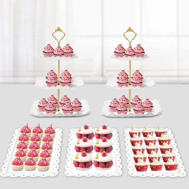 Dessert Table Display Set Cupcake Stand FOR Chocolate Candy Cake Fruit Cookie Tray For Wedding Birthday Baby Shower Tea Party