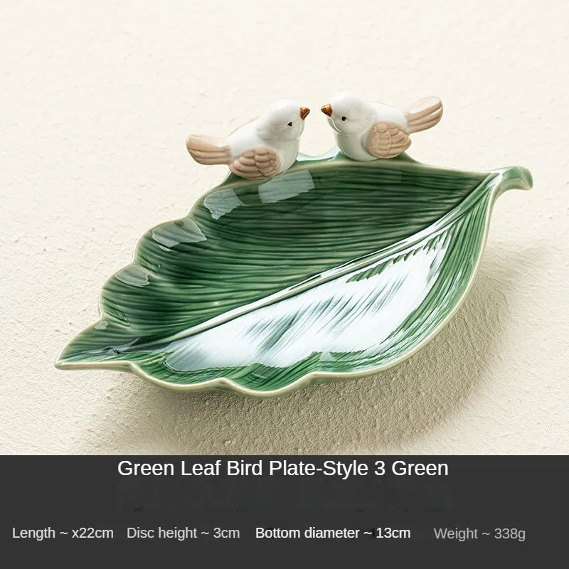 New Cute Bird Dim Sum Tray Ceramic Jewelry Storage Tray Creative Shelf Dim Sum Tray Home Tea Table Desktop Decoration Gifts