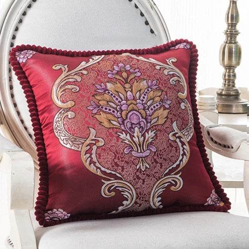 Flowers Embroidery Cushion Cover Embossed Pillowcases Bead String Jacquard Cushion Covers for Living Bedroom Home Decor 48x48cm