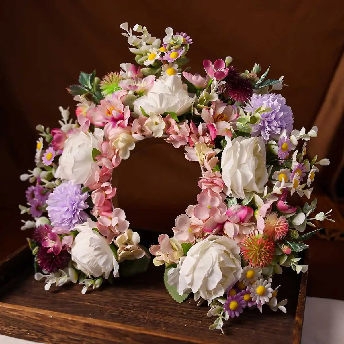Women Girl Hair Accessories Headband Festival Big Flower Crown Wreath Decoration For The Hair Wedding Party Bride Headwear ﻿