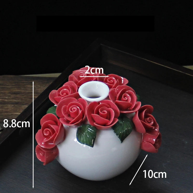 Hand-painted Vase Ornaments Ceramic Mini Flower Inserted Dry Flower Fragrance Bottle Home Desktop Decoration Crafts