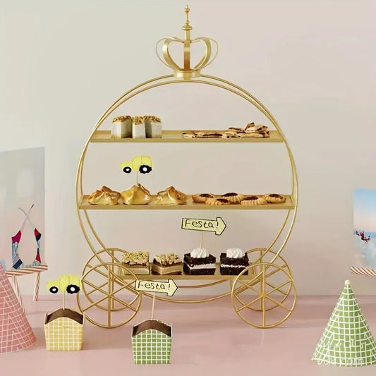 European Crown Dessert Table Display Stand, Showcase, Wedding Decoration, Afternoon Tea Cake Rack, Golden Pastry Ornament Plate