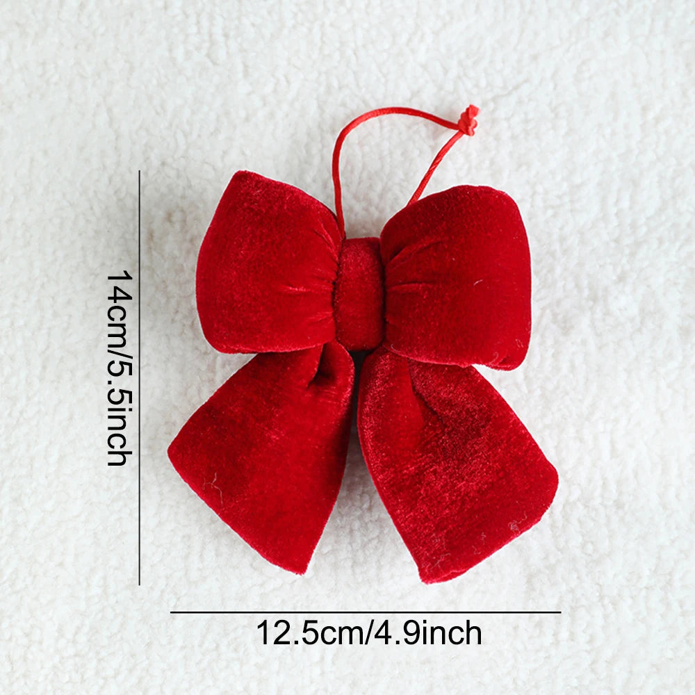 Christmas Red Velvet Bows Xmas Tree Ornaments for Christmas Home Decorations Wreath Stairs Railing Decors New Year Gift Supplies