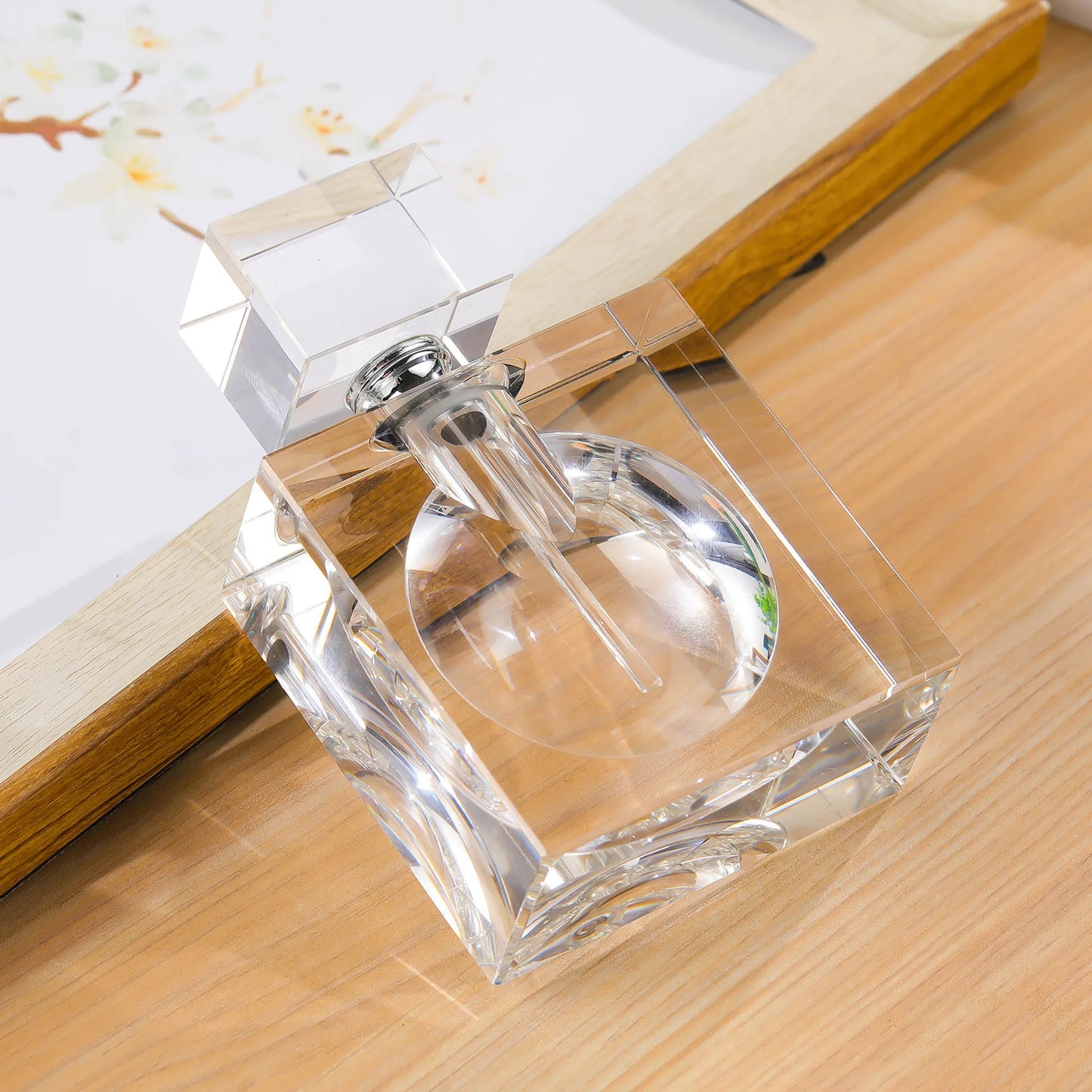 30ml Modern Large Capacity Square Crystal Perfume Bottle Art Decoration Clear Crystal Glass Perfume Bottle Desktop Ornament Gift