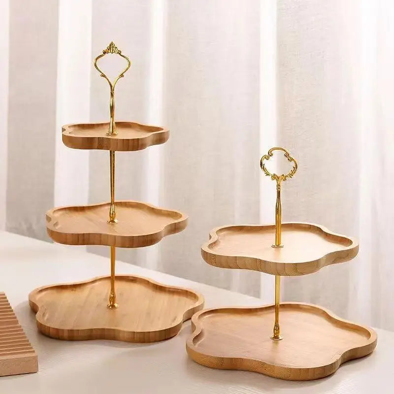Wooden Cake Tray 2/3rd Floor Dessert Tray Stand Dining Room Dessert Cookie Candy Buffet Stand Holiday Party Decorations
