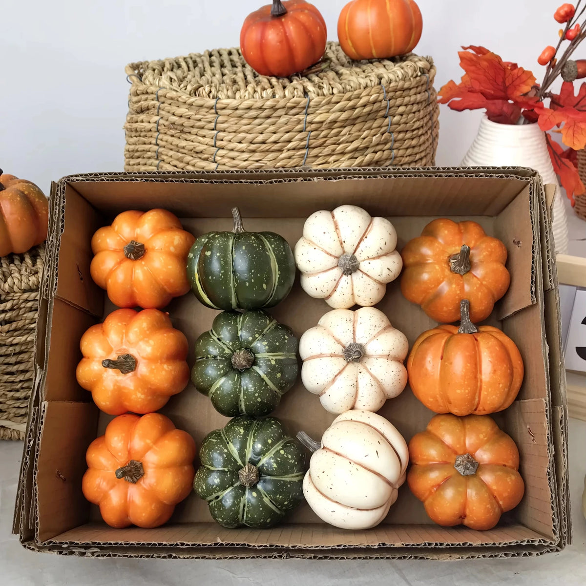 Autumn Mini Pumpkin Decor Set – 9 Pieces