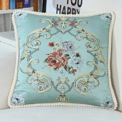 Flowers Embroidery Cushion Cover Embossed Pillowcases Bead String Jacquard Cushion Covers for Living Bedroom Home Decor 48x48cm