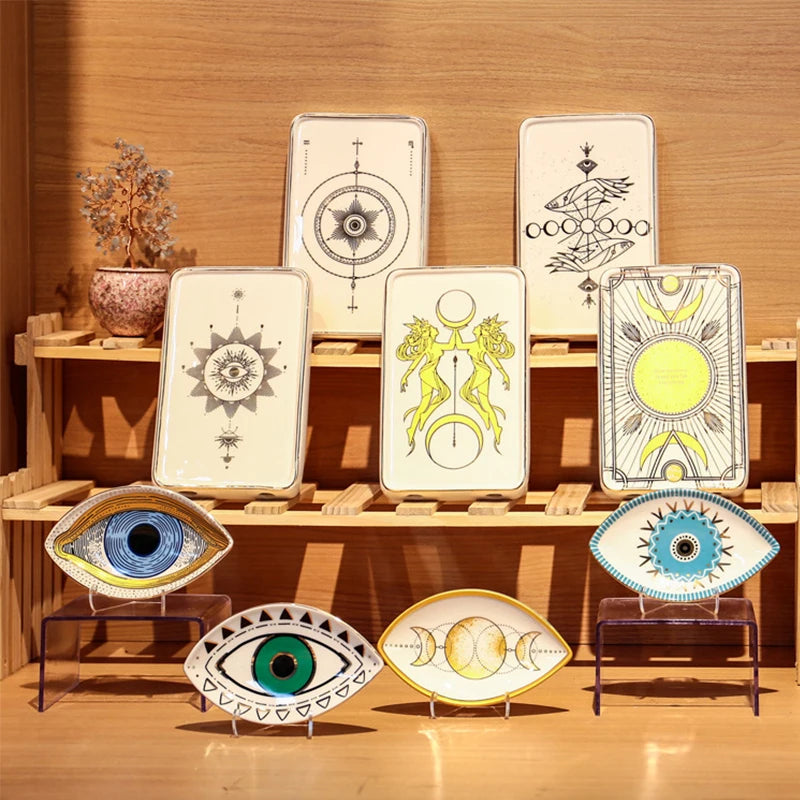 Jewelry Dish Ceramic Storage Trays Trinket Dish Ring Dish Evil Eye Plate Jewelry Organizer Containers Home Desktop Decor