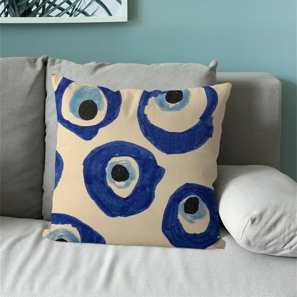 Turkish Lucky Blue Evil Eye Pillow Case For Sofa Bedroom Living Room Office Bedside Table Backrest Cushion Printing Square