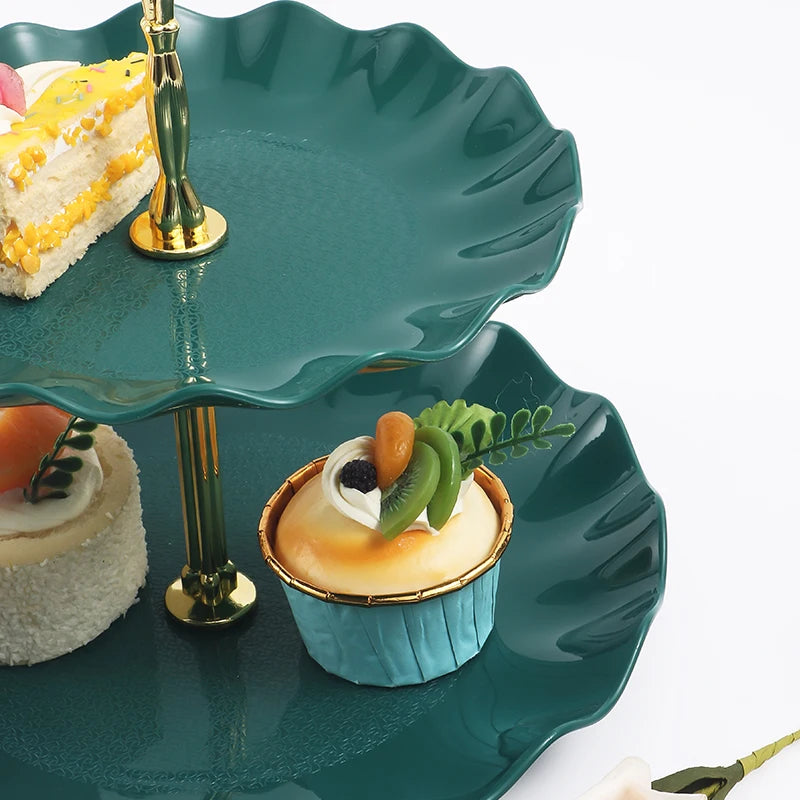 Double layer cake candy stand round wedding party fruit plate display home decoration tray table exquisite