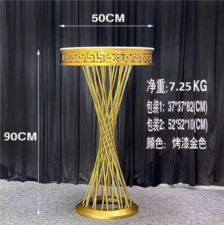 Luxury Wedding Decoration French Gold Dessert Table Cylinder Flower Stand Cake Holder For Party Banquet Hall Site Layout Props