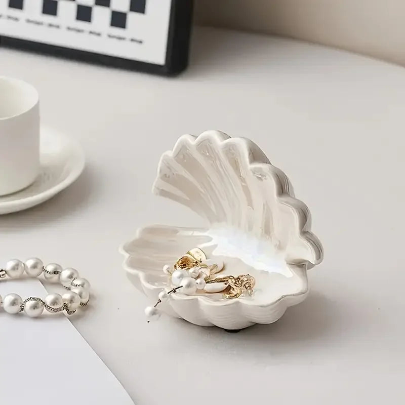 Creative Mini Ceramic Shell Jewelry Storage Tray Jewelry Necklace Display Desktop Jewelry Birthday Gift for Friends