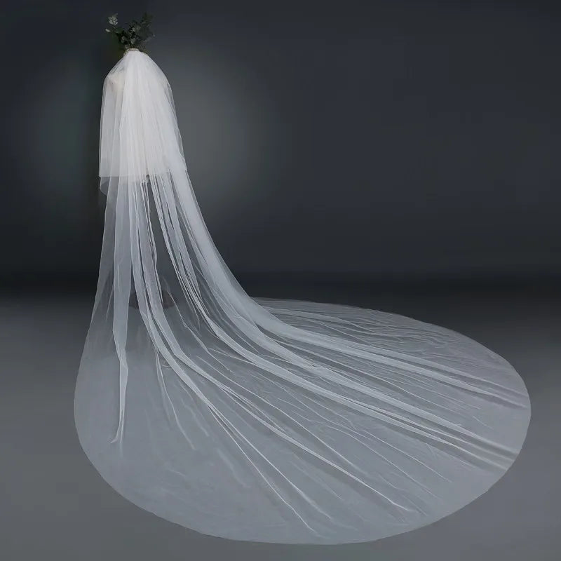 Wholesale Long Wedding Veil 3 Meter Bridal Veil Cathedral with Comb Two Layer Cut Edge Bride Veils Complementos De Boda