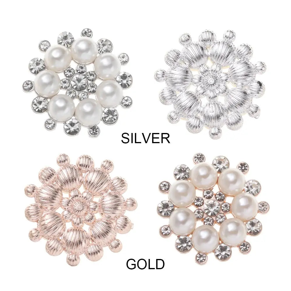 5Pcs Apparel  Accessories Bag Hairpin Rhinestone Buttons Sewing Buttons Crystal Glass Stone Pearl Flower Buttons