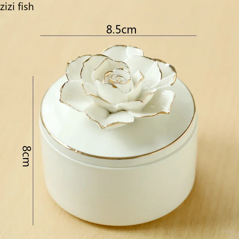 Hand Drawn Flower Ceramic Storage Jar Wedding Candy Box Jewelry Storage Box Storage Container Creative Gift Jar Home Decoration