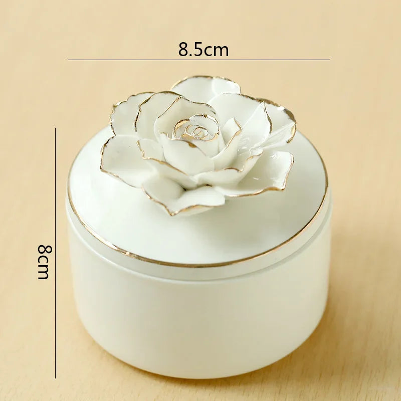 Hand Drawn Flower Ceramic Storage Jar Wedding Candy Box Jewelry Storage Box Storage Container Creative Gift Jar Home Decoration