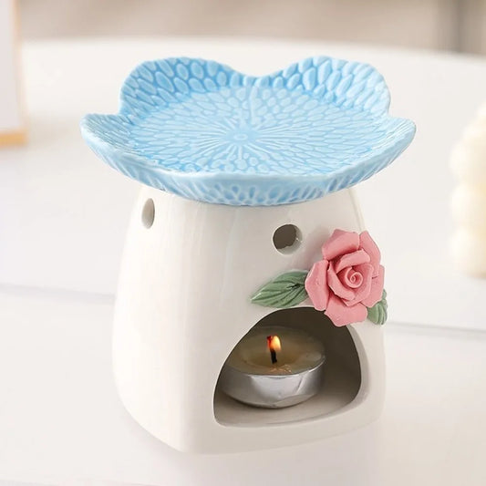 Non-Toxic Ceramic Flower Aromatherapy Stove Eco-Friendly Heat Resistant Essential Oil Diffuser Handmade Candle Stove Bedroom