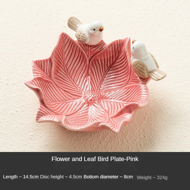New Cute Bird Dim Sum Tray Ceramic Jewelry Storage Tray Creative Shelf Dim Sum Tray Home Tea Table Desktop Decoration Gifts