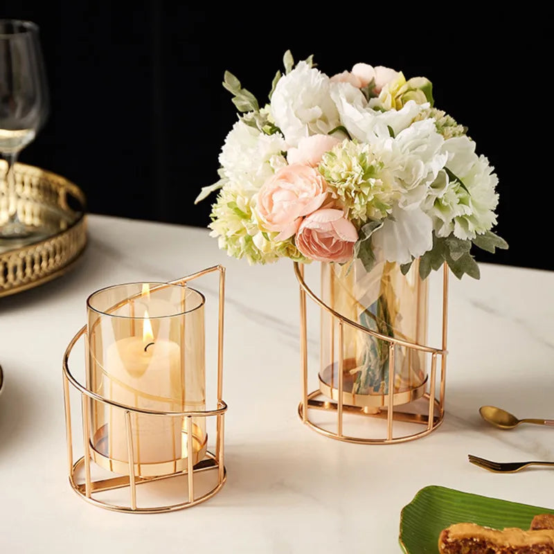 Elegant Gold Metal Candle Holders