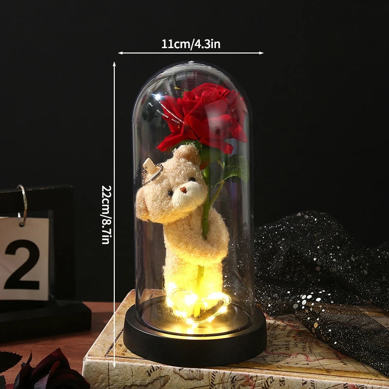Eternal Rose Flowers Artificial Foil Flower in Glass Glow Immortal Flower LED Roses Lamp Flores Eternas Valentine's Day Gift