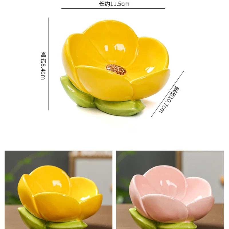 Tulip Flowers Entrance Foyer Ornaments Keys Jewelry Dressing Table Ceramic Storage Tray High-end Furniture Decorations Gifts