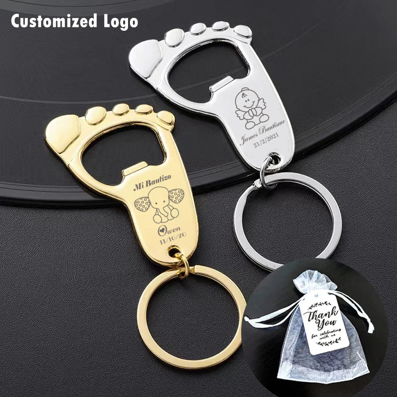 Personalized Baby Foot Favor – Custom Bottle Opener Keychain