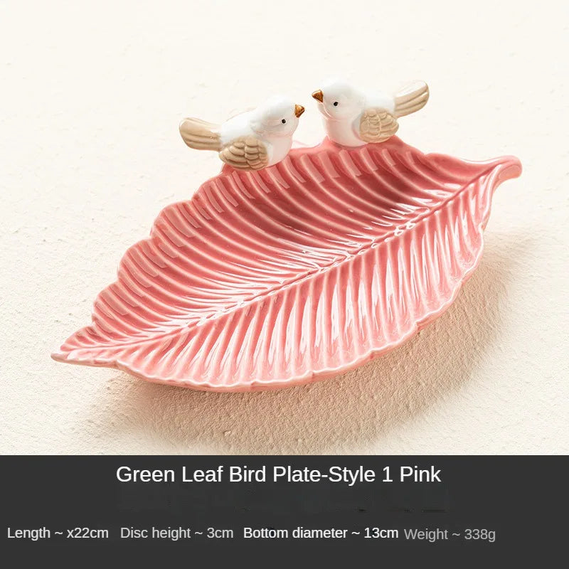 New Cute Bird Dim Sum Tray Ceramic Jewelry Storage Tray Creative Shelf Dim Sum Tray Home Tea Table Desktop Decoration Gifts