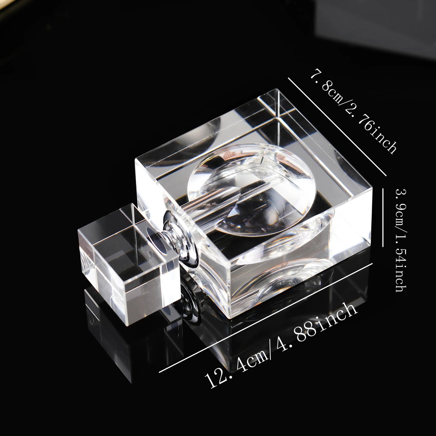 30ml Modern Large Capacity Square Crystal Perfume Bottle Art Decoration Clear Crystal Glass Perfume Bottle Desktop Ornament Gift