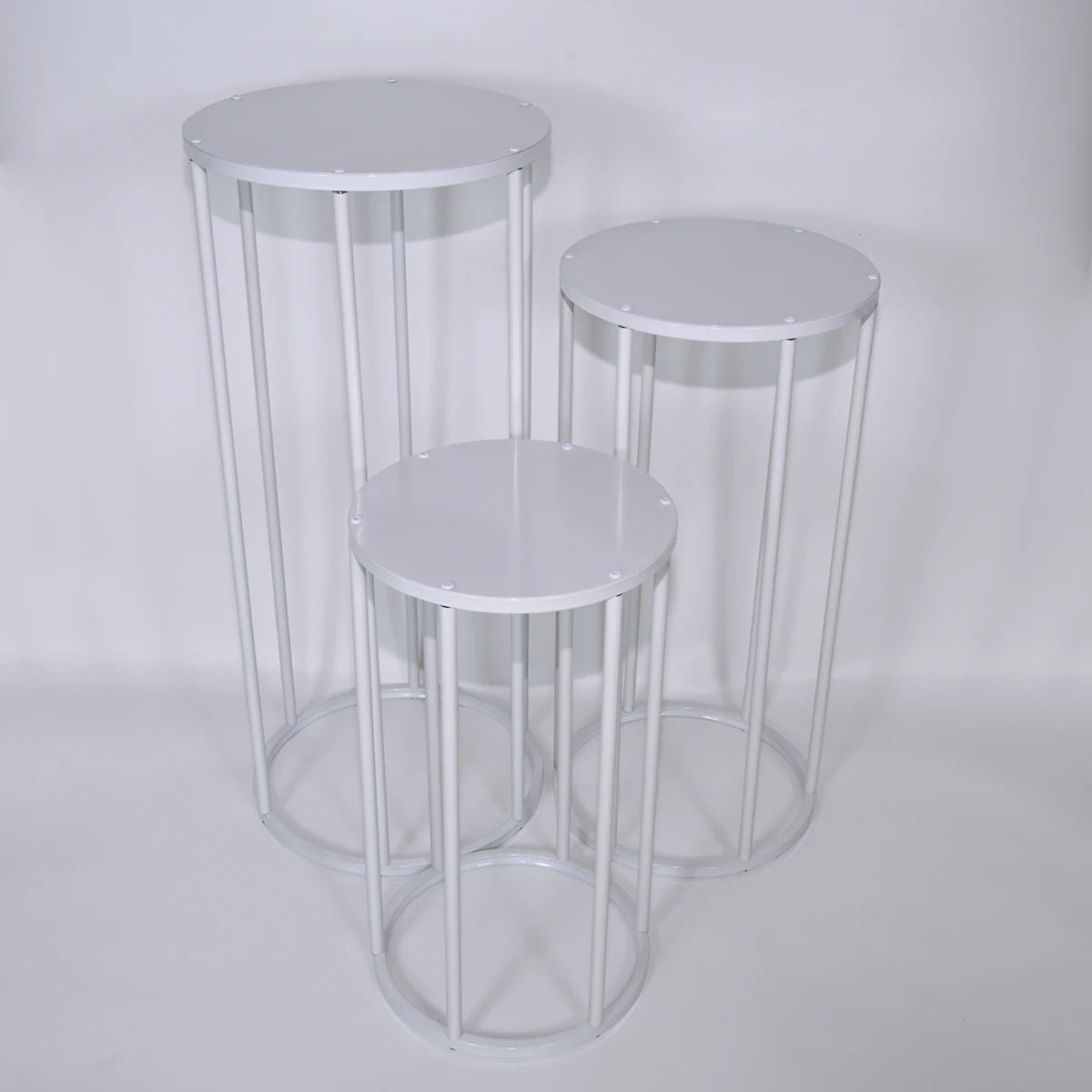 White Cylinders Cake Table Party Wedding Decoration Cylindrical Cloth Cover Stand Dessert Bar Photograph Background