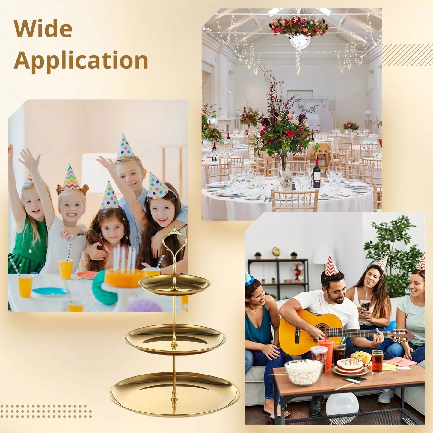 2Pcs 3-Tier Cupcake Display Stands Gold Cupcake Towers Metal Tiered Dessert Stands Table Display Serving Trays Decor Holders