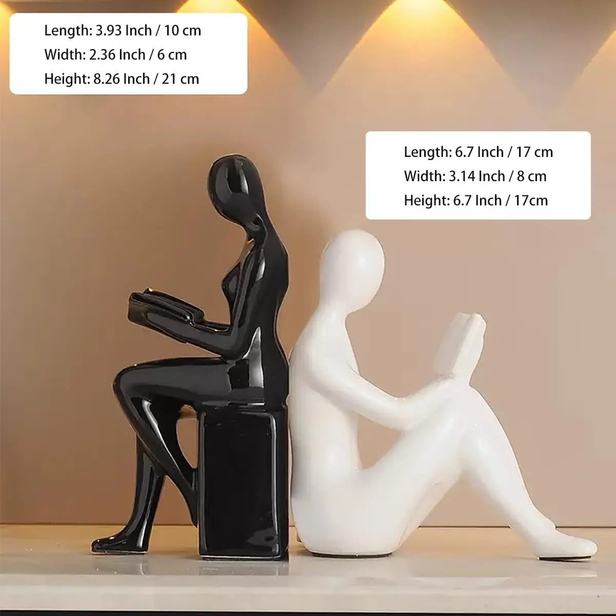 Reading Couple Sculptural Bookends