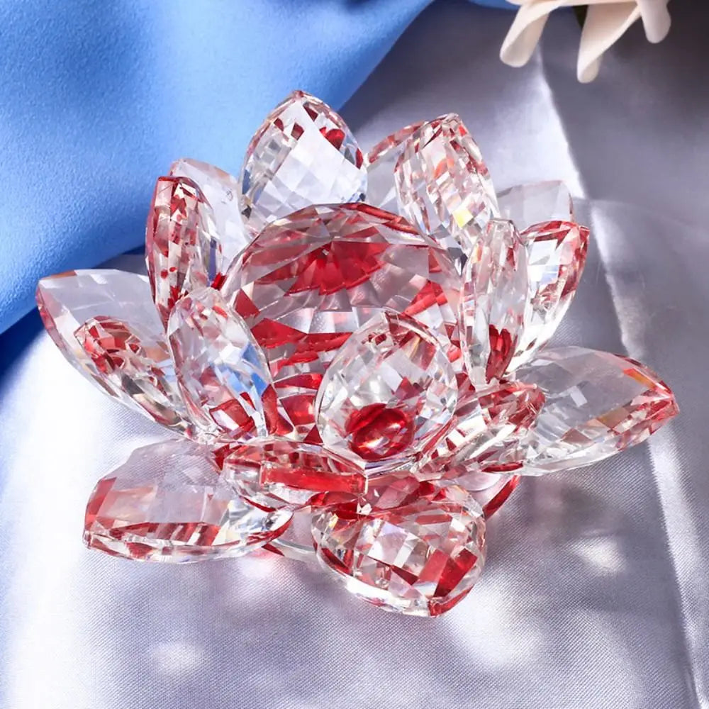 6cm Quartz Crystal Lotus Flower Crafts Glass Paperweight Fengshui Ornaments Figurines Home Wedding Party Decor Gifts Souvenir