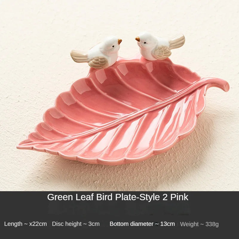 New Cute Bird Dim Sum Tray Ceramic Jewelry Storage Tray Creative Shelf Dim Sum Tray Home Tea Table Desktop Decoration Gifts