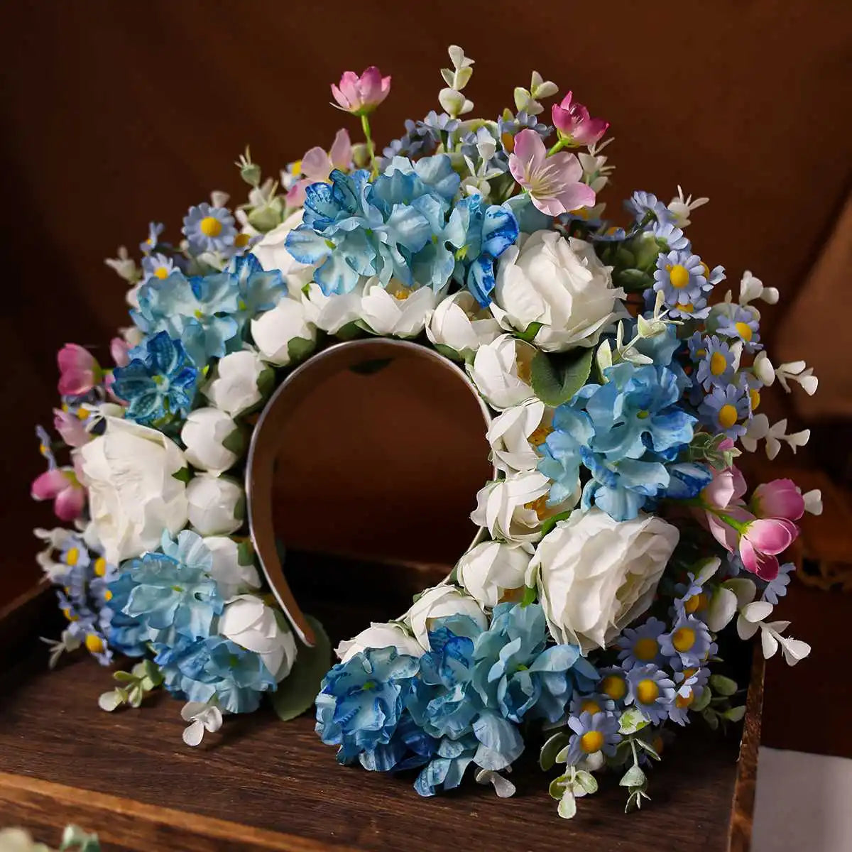 Women Girl Hair Accessories Headband Festival Big Flower Crown Wreath Decoration For The Hair Wedding Party Bride Headwear ﻿