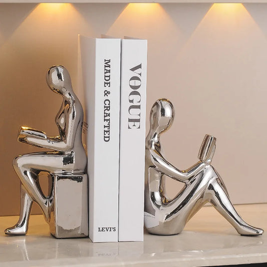 Reading Couple Sculptural Bookends