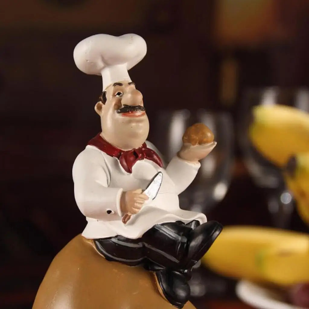 French Decorative Chef Figurine Ornaments - 3D Resin Home Decoration for Gourmet Kitchen Decorations & Collectible Housewarming