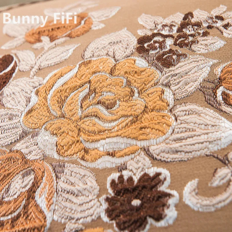 Flowers Embroidery Cushion Cover Embossed Pillowcases Bead String Jacquard Cushion Covers for Living Bedroom Home Decor 48x48cm