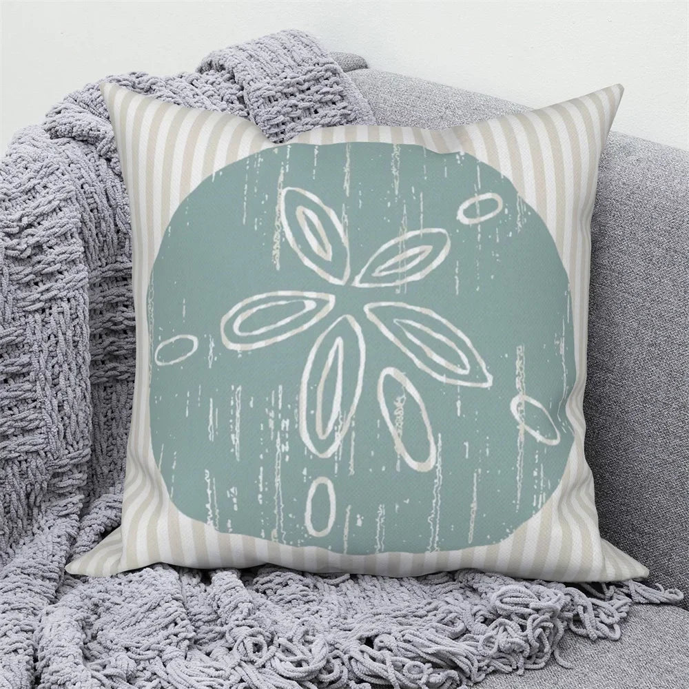 Ocean Animals Anchor Ship Decorative Pillowcase Sofa Cushion Cover Throw Pillow Case Home Bedroom Car Decor 40x40 45x45 50x50cm