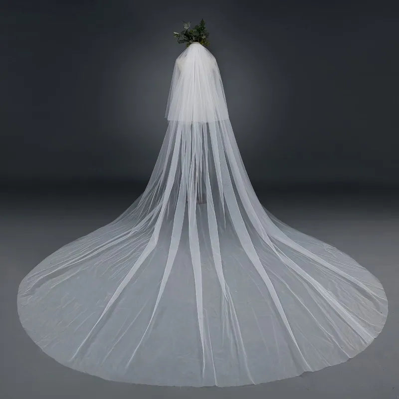 Wholesale Long Wedding Veil 3 Meter Bridal Veil Cathedral with Comb Two Layer Cut Edge Bride Veils Complementos De Boda
