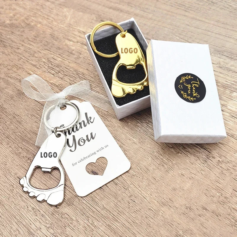 Personalized Baby Foot Favor – Custom Bottle Opener Keychain