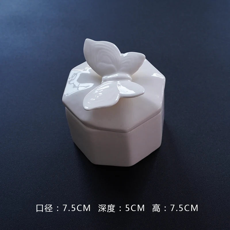 European Style Handmade Pinched Flower Shaped Ceramic Jewelry Box Exquisite Jewelry Organizer Living Room Candy Storage Box