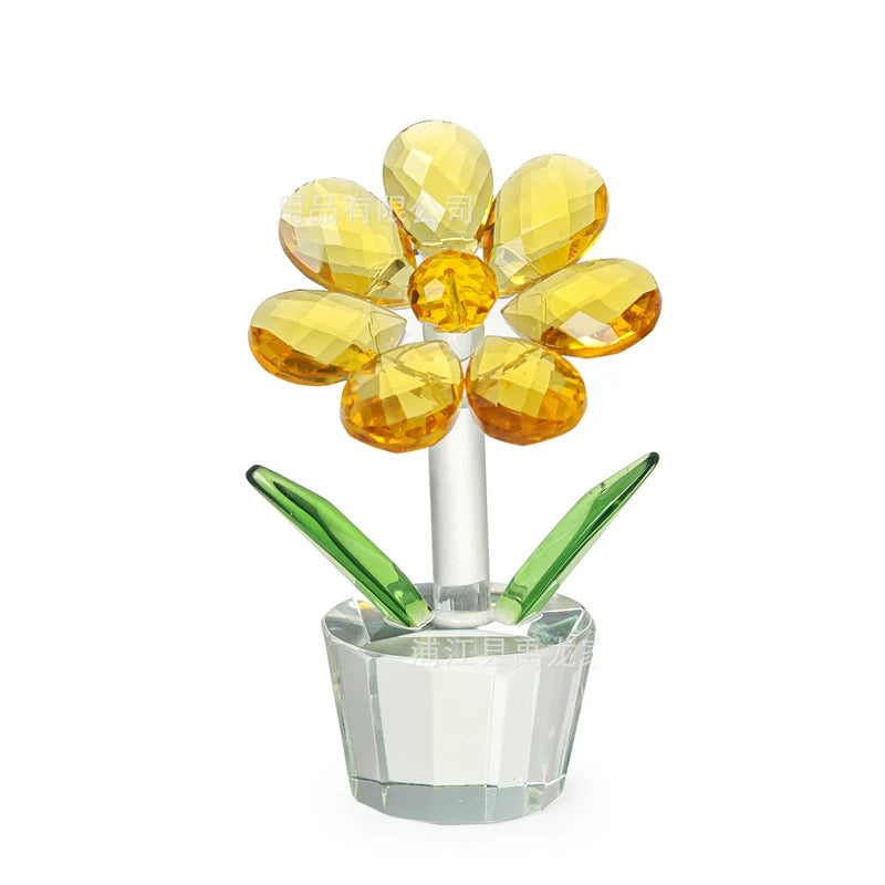 Crystal Sunflower Figurine flowers Collectible Holiday Gifts Birthday Gift Home Table Decor Wedding Decoration Home Ornament